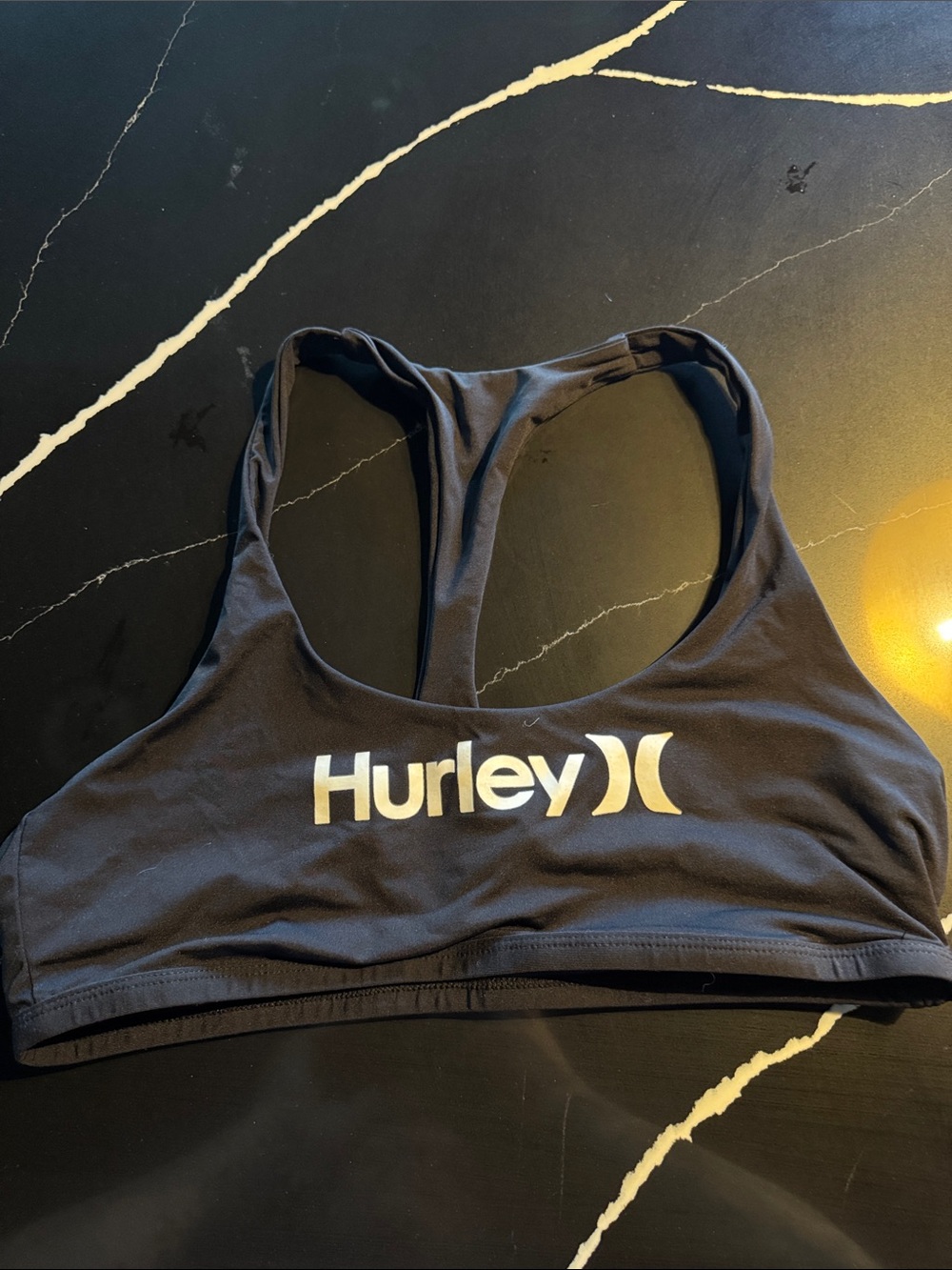 Hurley Black Racerback Logo Swim Top